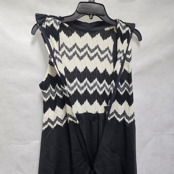 Vintage 60's Or 70's Chevron Black Cream Knit Sleeveless Maxi Dress Size S ?? - Picture 5 of 7
